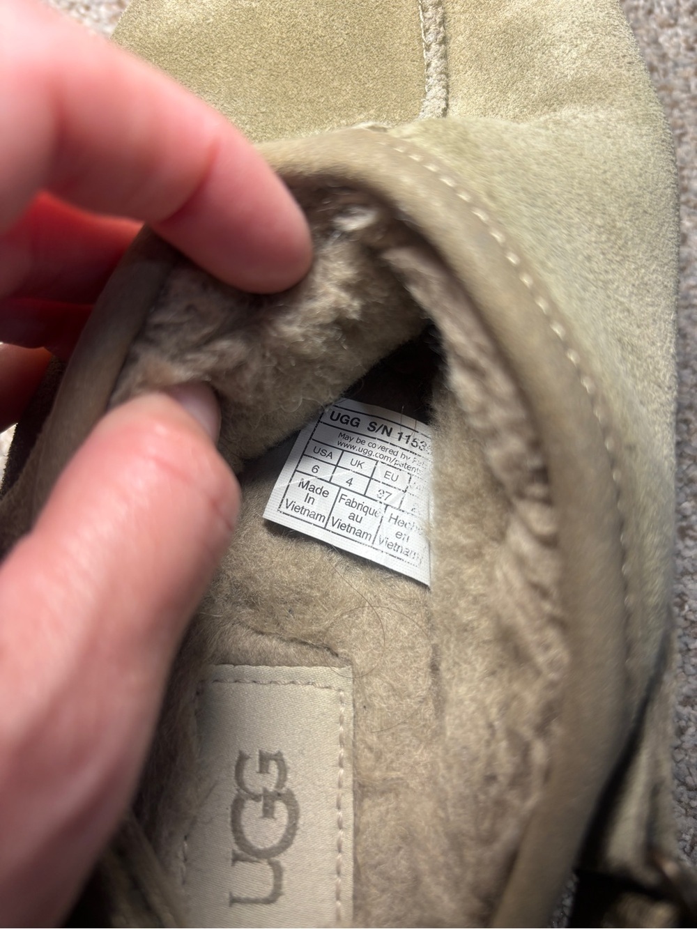 UGG Lanah Olive Suede Clog Women’s Size 6 Slippers moccasins Slip on Sherpa - Picture 5 of 7